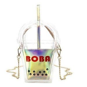 Trending Boba Tea Crossbody Trending Novelty Handbag With Gold Chain